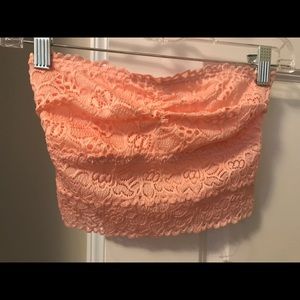 NEW Aerie Lace Strapless Longline Bandeau Peach